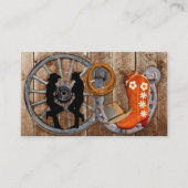 Westerne Cowboy Cowgirl Hoefijzer Wagon Wiel Visitekaartje (Voorkant)