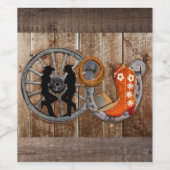 Westerne Cowboy Cowgirl Hoefijzer Wagon Wiel Wijn Etiket (Enkel label)