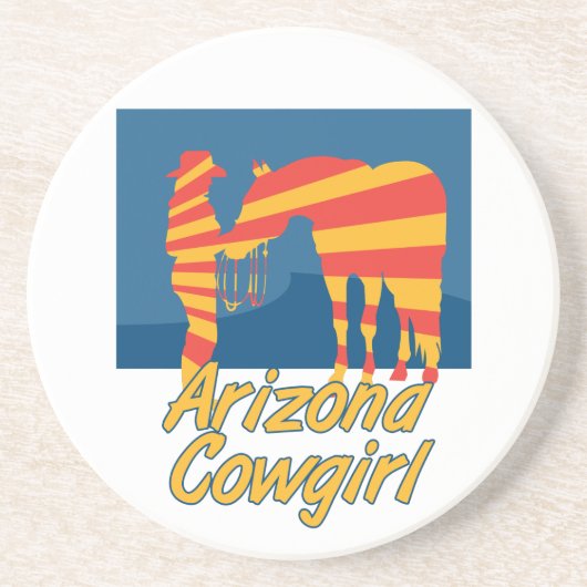Westerne Cowboy Cowgirl Horse Barn Rodeo Onderzett Zandsteen Onderzetter (Voorkant)
