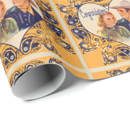 Westerne Cowboy Cowgirl paar Gefeliciteerd Gift Cadeaupapier