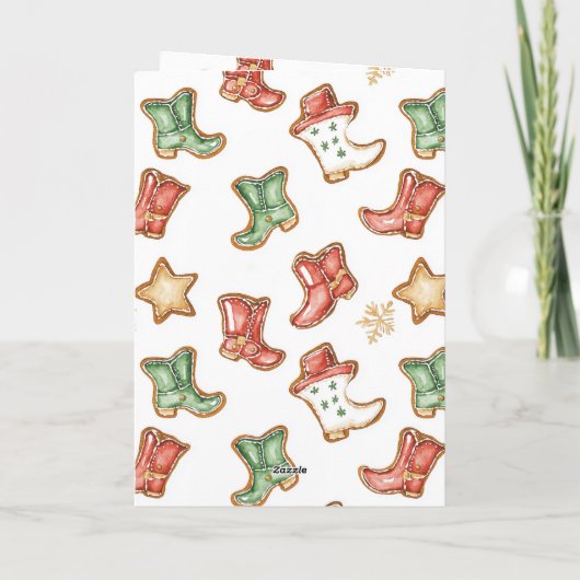 Westerne Cowboy Cowgirl Red Green Boots Kerst Kaart (Achterkant)
