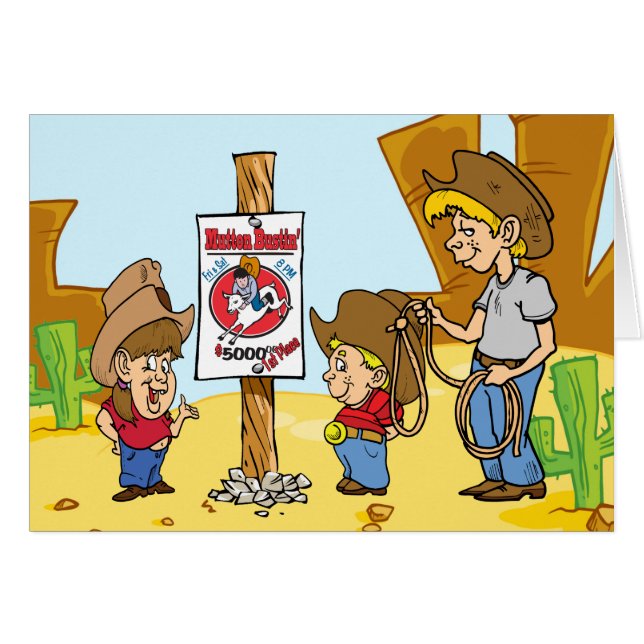 Westerne Cowboy Cowgirl Rodeo Mutton Bustin (Voorkant Horizontaal)