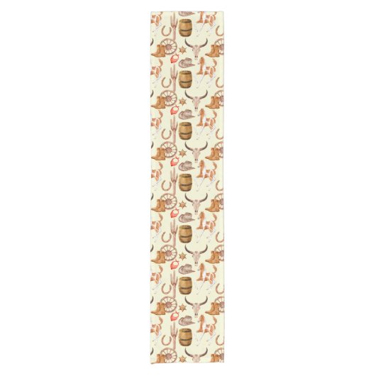 Westerne cowboy cowgirl rodeo paard thema korte tafelloper (Voorkant)