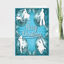 Westerne Cowboy Cowgirl Roping Christmas Kaart