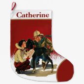  Westerne Cowboy Cowgirl voor kerstmis Grote Kerstsok (Voorkant)