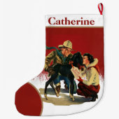  Westerne Cowboy Cowgirl voor kerstmis Grote Kerstsok (Achterkant)