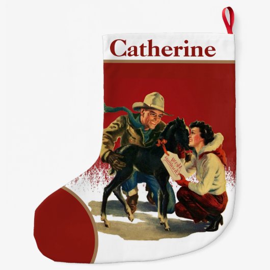  Westerne Cowboy Cowgirl voor kerstmis Grote Kerstsok (Achterkant)