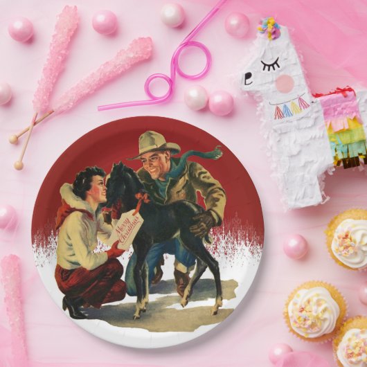  Westerne Cowboy Cowgirl voor kerstmis Papieren Bordje (Feest)