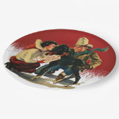  Westerne Cowboy Cowgirl voor kerstmis Papieren Bordje (Gekanteld)
