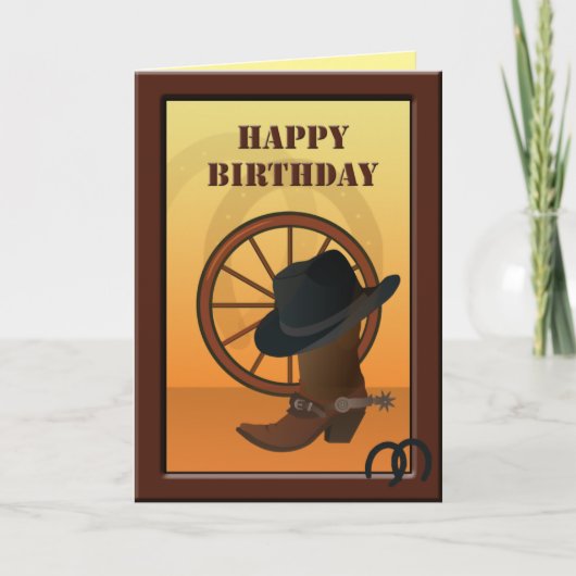 Westerne Cowboy Custom Birthday Kaart (Voorkant)