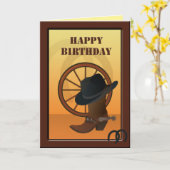 Westerne Cowboy Custom Birthday Kaart (Gele Bloem)