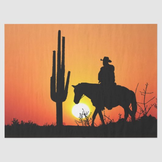 Westerne Cowboy Desert Sunset 13 Ontkoppeling Tissuepapier (Voorkant)