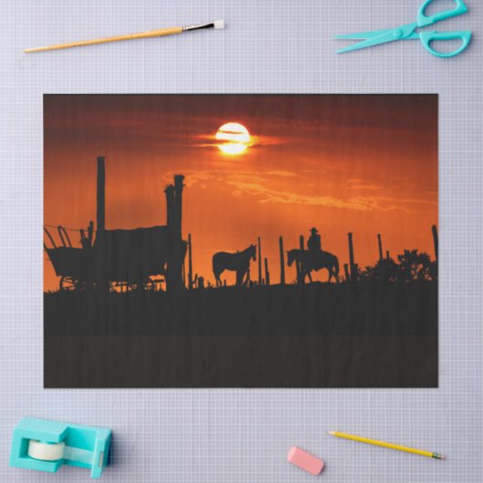 Westerne Cowboy Desert Sunset 14 ontkoppeling Tissuepapier (Craft)