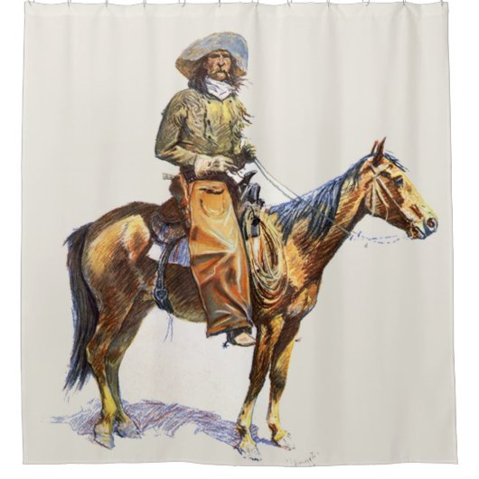  Westerne cowboy die een paard bestuurt Douchegordijn (Voorkant)