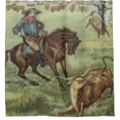 Westerne cowboy die een steiger roping Douchegordijn (Voorkant)