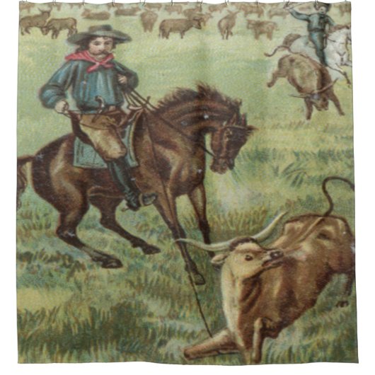  Westerne cowboy die een steiger roping Douchegordijn (Voorkant)