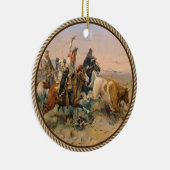  Westerne cowboy die een steiger roping Keramisch Ornament (Rechts)
