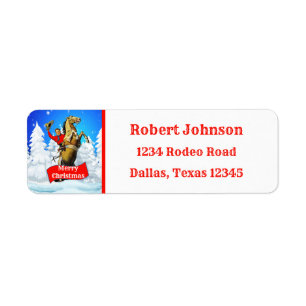  Westerne cowboy die paarden kweken Merry Christm Etiket