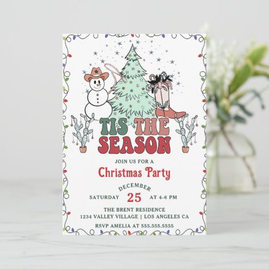 Westerne cowboy dit het seizoen kerstfeest kaart (Staand voorkant)