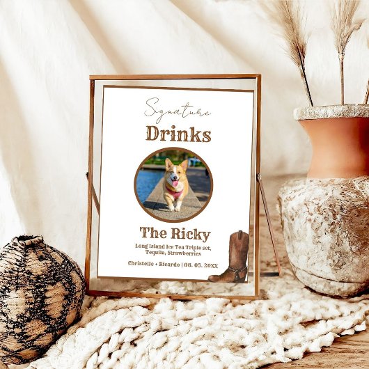 Westerne Cowboy Dog handtekening drinken bruiloft Poster