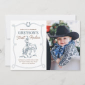 Westerne Cowboy Eerste Rodeo 1e Verjaardag Foto Kaart (Voorkant)