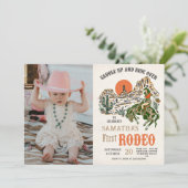Westerne Cowboy Eerste Rodeo 1e Verjaardag Foto Kaart (Staand voorkant)