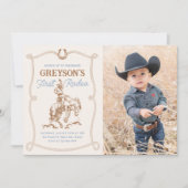 Westerne Cowboy Eerste Rodeo 1e Verjaardag Foto Kaart (Voorkant)