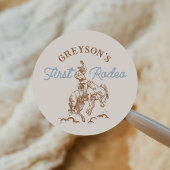 Westerne cowboy eerste rodeo 1e verjaardag ronde sticker