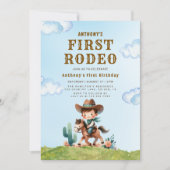 Westerne Cowboy Eerste Rodeo 1e Verjaardag Uitnodi Kaart (Voorkant)