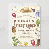 Westerne Cowboy Eerste Rodeo 1e Verjaardagsfeest Kaart (Voorkant)