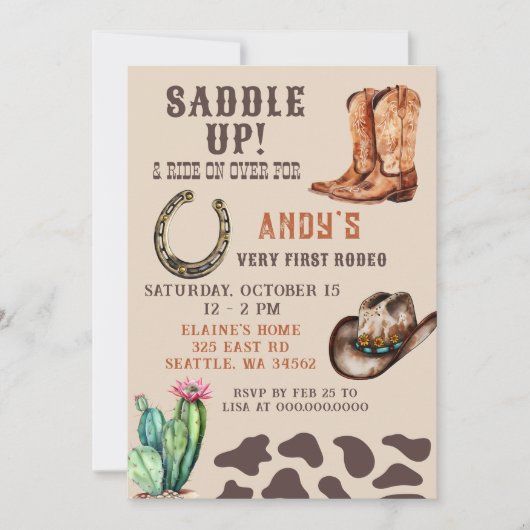 Westerne Cowboy eerste Rodeo Boys Verjaardag Kaart (Voorkant)