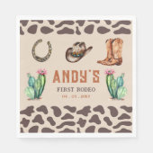 Westerne Cowboy eerste Rodeo Boys Verjaardag Servet (Voorkant)