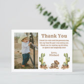 westerne cowboy eerste rodeo foto bedankkaart (Staand voorkant)