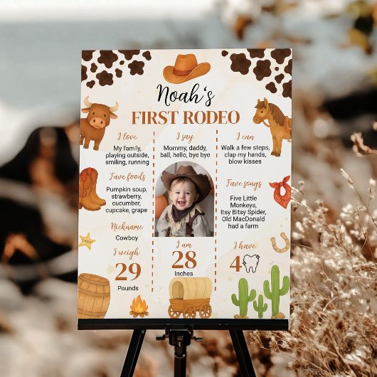 Westerne Cowboy Eerste Rodeo Fotomijlpaal Poster