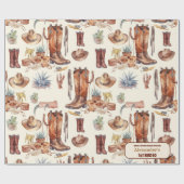 Westerne Cowboy Eerste Rodeo Verjaardag Cadeaupapier (Vlak)