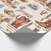 Westerne Cowboy Eerste Rodeo Verjaardag Cadeaupapier (Hoek)