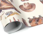 Westerne Cowboy Eerste Rodeo Verjaardag Cadeaupapier (Rol Hoek)