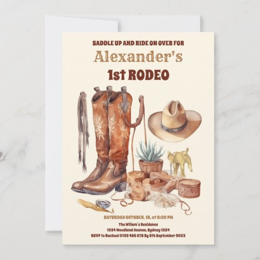 Westerne Cowboy Eerste Rodeo Verjaardag Kaart (Voorkant)