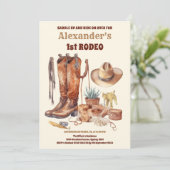 Westerne Cowboy Eerste Rodeo Verjaardag Kaart (Staand voorkant)