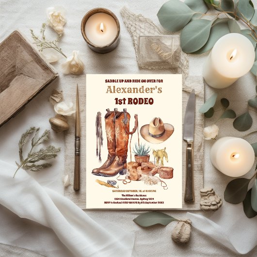 Westerne Cowboy Eerste Rodeo Verjaardag Kaart