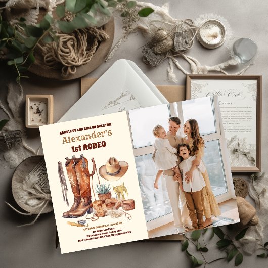 Westerne Cowboy Eerste Rodeo Verjaardag Kaart