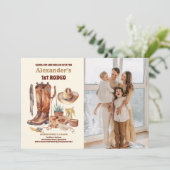 Westerne Cowboy Eerste Rodeo Verjaardag Kaart (Staand voorkant)