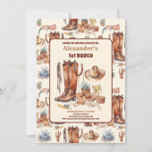 Westerne Cowboy Eerste Rodeo Verjaardag Kaart (Voorkant)