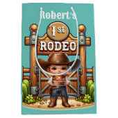 Westerne cowboy eerste rodeo verjaardag op maat medium cadeauzakje (Voorkant)