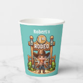 Westerne cowboy eerste rodeo verjaardag op maat papieren bekers (Achterkant)