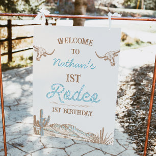Westerne Cowboy Eerste Rodeo Verjaardag Welkomstbo Foto Afdruk