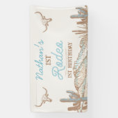 Westerne cowboy eerste rodeo verjaardagsbanner spandoek (Verticaal)