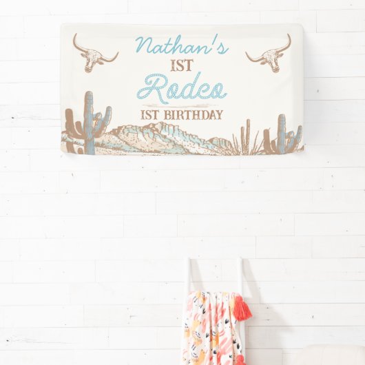 Westerne cowboy eerste rodeo verjaardagsbanner spandoek (Insitu)