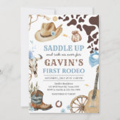 Westerne Cowboy Eerste Rodeo Verjaardagsfeestje Kaart (Voorkant)