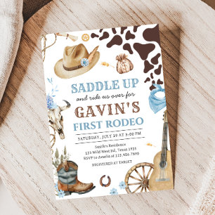 Westerne Cowboy Eerste Rodeo Verjaardagsfeestje Kaart